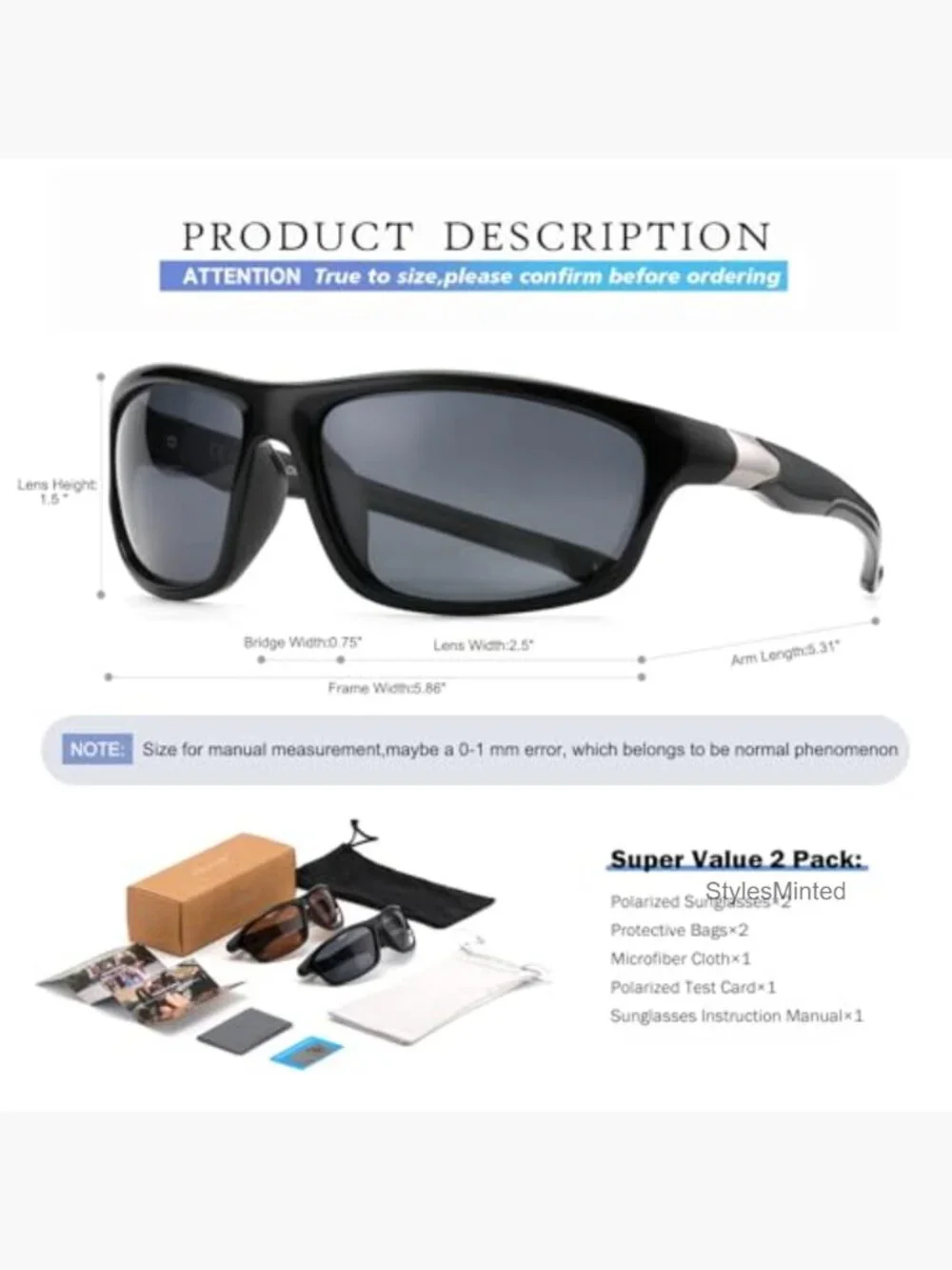 Polarized Sports Sunglasses UV400 Protection TR90 Wrap Around Unisex